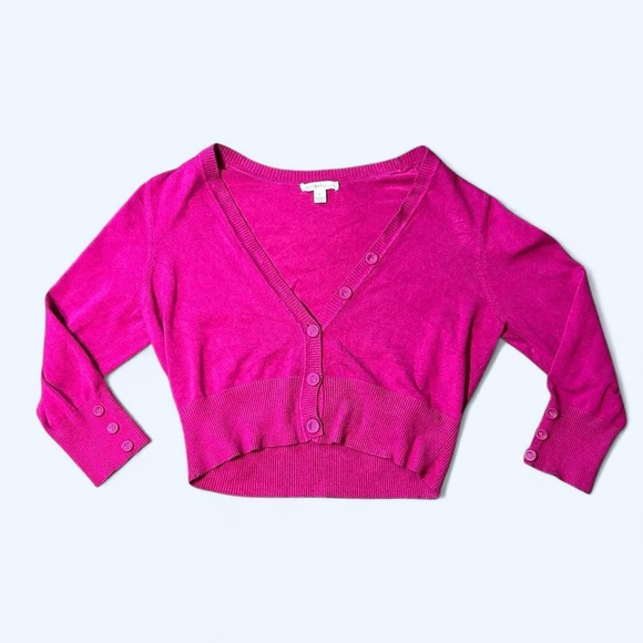 Y2K Pink Cropped Cardigan Top by John Paul Richard! - Picture 3 of 7
